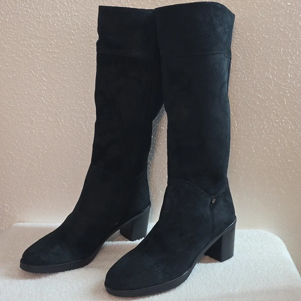 Hush Puppies Saun Olivya Suede Knee High Tall Boots Womens Size 11W